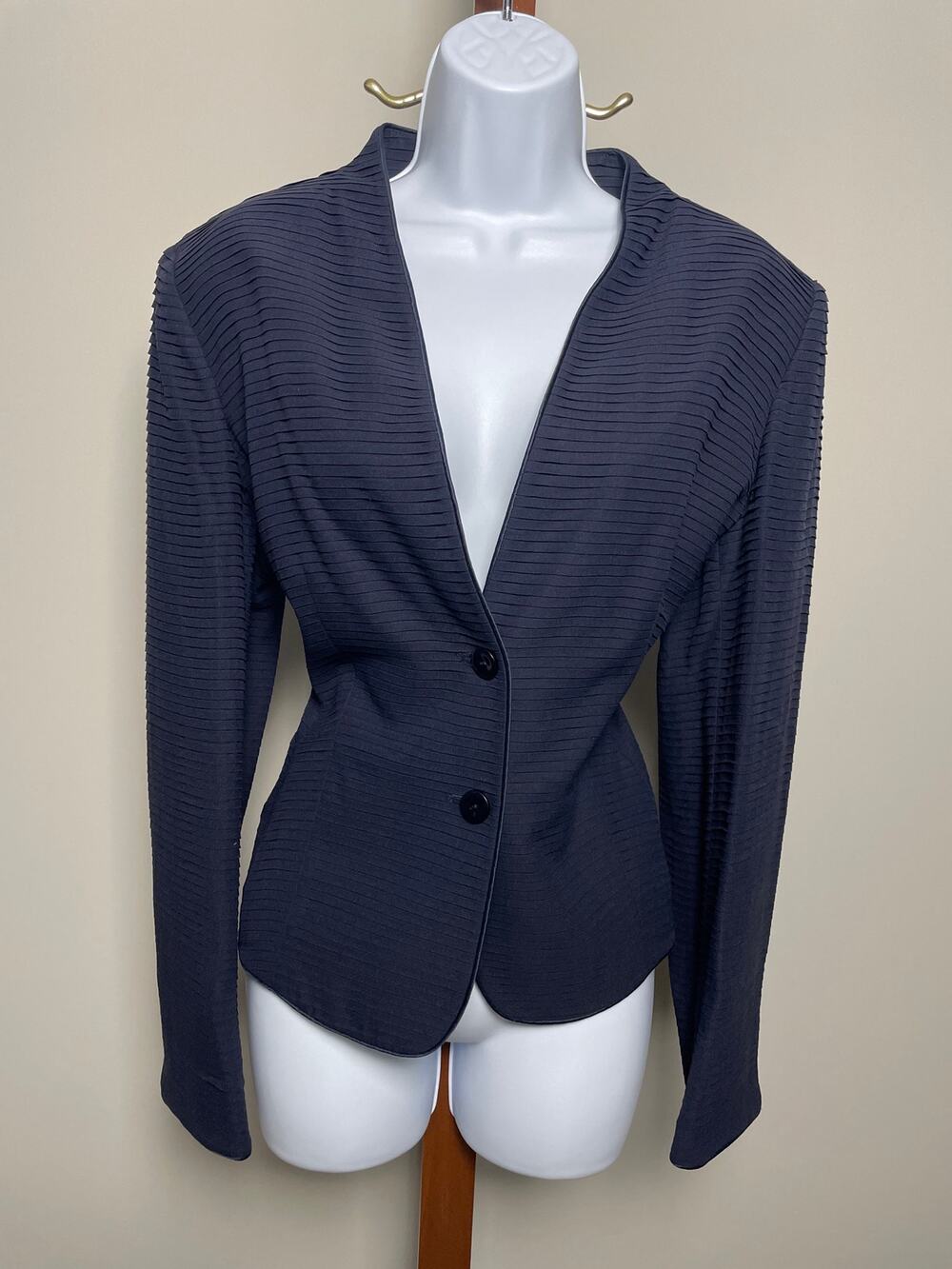 Talbots Layered Chiffon Blazer Size 12 Silk Collarless Single Breasted